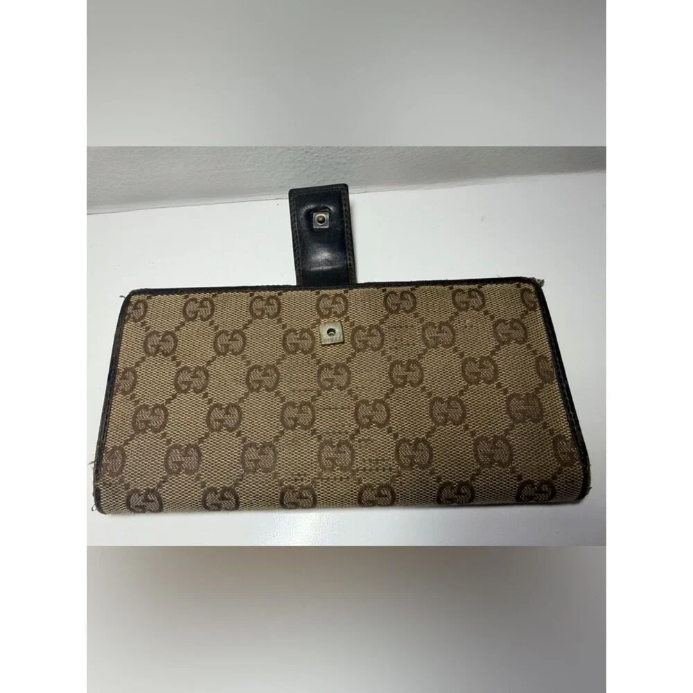 Gucci Brown and Beige Monogram Continental Wallet (Fair) - Picture 10 of 16